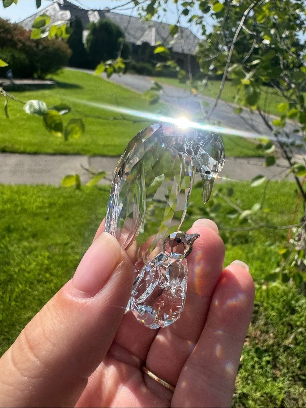 SWAROVSKI mother penguin and baby penguin crystal figurine stamped